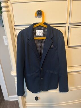 Reserved Navy Blazer with Polka Dot Lining 
European style